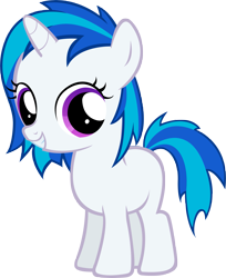 Size: 2495x3065 | Tagged: safe, artist:moongazeponies, character:dj pon-3, character:vinyl scratch, species:pony, species:unicorn, female, filly, filly vinyl scratch, foal, hooves, horn, simple background, smiling, solo, teeth, transparent background, vector
