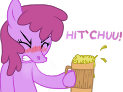 Size: 2048x1536 | Tagged: safe, artist:proponypal, character:berry punch, character:berryshine, blushing, cider, drunk, female, mucus, nostrils, sneezing, sneezing fetish, solo, spray