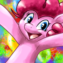 Size: 400x400 | Tagged: safe, artist:fizzy-dog, character:pinkie pie, armpits, female, smiling, solo