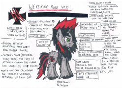 Size: 1024x739 | Tagged: safe, artist:mane-shaker, oc, oc only, oc:mane shaker, curse, donut steel, edgy, fangs, hengstwolf, red and black oc, solo, traditional art, watercolor painting, werewolf