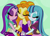 Size: 1024x747 | Tagged: dead source, safe, artist:queentigrel, character:adagio dazzle, character:aria blaze, character:sonata dusk, ship:arisona, ship:sonagio, equestria girls:rainbow rocks, g4, my little pony: equestria girls, my little pony:equestria girls, adaria, adoragio, alternate hairstyle, blushing, cute, female, holding hands, lesbian, loose hair, ot3, polydazzlings, shipping, simple background, the dazzlings