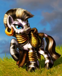 Size: 804x986 | Tagged: safe, artist:harwick, character:zecora, species:pony, species:zebra, female, mare, raised hoof, solo