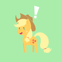 Size: 850x850 | Tagged: safe, artist:elslowmo, character:applejack, exclamation point, female, solo