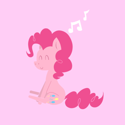 Size: 850x850 | Tagged: safe, artist:elslowmo, character:pinkie pie, eyes closed, female, music notes, solo