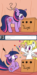 Size: 750x1500 | Tagged: safe, artist:lustrous-dreams, character:surprise, character:twilight sparkle, ask filly twilight, g1, ask, box, filly, tumblr, younger