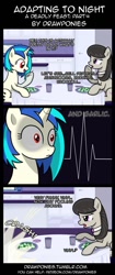 Size: 580x1378 | Tagged: safe, artist:terminuslucis, character:dj pon-3, character:octavia melody, character:vinyl scratch, species:earth pony, species:pony, species:unicorn, comic:adapting to night, comic:adapting to night: a deadly feast, a deadly feast, comic, eating, garlic, grimdark series, grotesque series, oh crap face, vampire