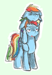 Size: 758x1075 | Tagged: safe, artist:nolycs, character:rainbow dash, bed mane, dashblitz, female, male, morning ponies, ponidox, ponies riding ponies, rainbow blitz, riding, rule 63, self ponidox, selfcest, shipping, straight