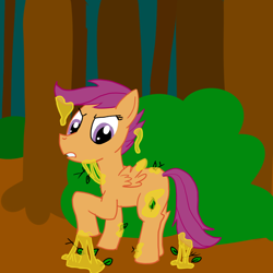 Size: 1000x1000 | Tagged: safe, artist:rapidstrike, character:scootaloo, species:pegasus, species:pony, female, solo, tree sap
