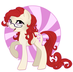 Size: 700x691 | Tagged: safe, artist:cosmicunicorn, character:twist, species:earth pony, species:pony, abstract background, alternate hairstyle, female, glasses, mare, older, older twist, raised hoof, solo