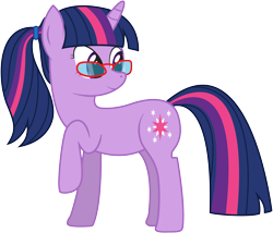 Size: 4500x3846 | Tagged: safe, artist:joey, character:twilight sparkle, alternate hairstyle, glasses, ponytail, simple background, transparent background, vector