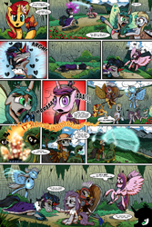Size: 1280x1920 | Tagged: safe, artist:gray--day, character:gilda, character:good king sombra, character:king sombra, character:maud pie, character:princess cadance, character:queen chrysalis, character:sunset shimmer, character:trixie, species:alicorn, species:griffon, species:pony, comic:of kings and changelings, butt wings, comic, evil cadance, former good king sombra, i can't believe it's not idw, mirror universe, race swap, reversalis, semi-grimdark series, trixiecorn
