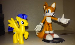 Size: 2560x1536 | Tagged: source needed, safe, artist:drpain, character:flash sentry, backwards cutie mark, crossover, flash sentry adventures, irl, miles "tails" prower, photo, sonic the hedgehog (series), toy