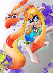 Size: 1200x1650 | Tagged: safe, artist:ardail, crossover, headphones, inkling, original species, ponified, solo, splatoon, squid, squidpony