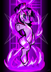 Size: 2480x3508 | Tagged: safe, artist:saliantsunbreeze, character:twilight sparkle, species:pony, species:unicorn, abstract background, bipedal, female, high res, magic, mare, pointing, solo
