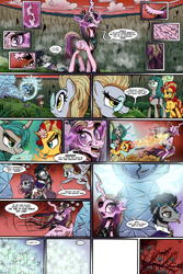 Size: 1280x1920 | Tagged: safe, artist:gray--day, character:derpy hooves, character:gilda, character:good king sombra, character:king sombra, character:maud pie, character:princess cadance, character:queen chrysalis, character:sunset shimmer, character:tree of harmony, character:trixie, species:alicorn, species:griffon, species:pony, comic:of kings and changelings, alternate universe, bright eyes (mirror universe), comic, crystal heart, dark magic, evil cadance, glasses, i can't believe it's not idw, race swap, reversalis, semi-grimdark series, transformation, tree of disharmony, tree of harmony, trixiecorn