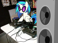Size: 725x531 | Tagged: safe, artist:drpain, character:dj pon-3, character:vinyl scratch, irl, music, photo, ponies in real life, solo, turntable, vinyl