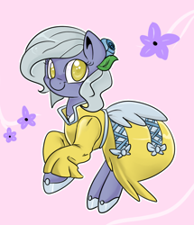 Size: 634x736 | Tagged: safe, artist:lustrous-dreams, character:limestone pie, species:earth pony, species:pony, alternate hairstyle, clothing, colored pupils, cute, dress, female, flower, flower in hair, limabetes, mare, pretty, smiling, solo, when she smiles