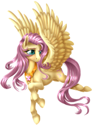 Size: 1190x1615 | Tagged: safe, artist:kittehkatbar, character:fluttershy, element of kindness, female, semi-realistic, simple background, solo, spread wings, transparent background, wings