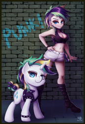 Size: 693x1000 | Tagged: safe, artist:the-park, character:rarity, species:human, species:pony, species:unicorn, g4, punkity