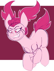 Size: 1204x1577 | Tagged: safe, artist:taaffeite, derpibooru original, species:earth pony, species:pony, spoilers for another series, blank flank, colored sketch, female, mare, pigtails, pink, ponified, simple background, sketch, smiling, spinel (steven universe), steven universe, steven universe: the movie, transparent background, what has magic done, what has science done, white outline