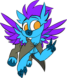 Size: 894x1040 | Tagged: safe, artist:taaffeite, derpibooru original, oc, oc only, oc:glisse, species:hippogriff, clothing, colored sketch, commission, female, flying, hippogriff oc, peace sign, simple background, sketch, smiling, solo, transparent background