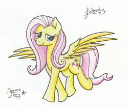 Size: 1833x1568 | Tagged: safe, artist:serenepony, character:fluttershy, species:pegasus, species:pony, cute, female, looking at you, simple background, solo, spread wings, traditional art, wings