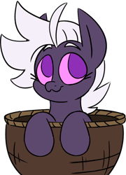 Size: 712x989 | Tagged: safe, artist:taaffeite, derpibooru original, oc, oc only, oc:cyberia starlight, species:earth pony, species:pony, :3, basket, cute, female, mare, simple background, solo, transparent background