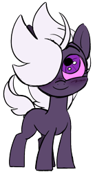 Size: 524x952 | Tagged: safe, artist:taaffeite, derpibooru original, oc, oc only, oc:cyberia starlight, species:earth pony, species:pony, blushing, colored sketch, female, hair over one eye, mare, simple background, sketch, smiling, solo, transparent background, younger