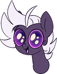 Size: 492x630 | Tagged: safe, artist:taaffeite, derpibooru original, oc, oc only, oc:cyberia starlight, species:earth pony, species:pony, adoracreepy, big eyes, bust, creepy, cute, dilated pupils, female, looking at you, mare, simple background, solo, staring into your soul, transparent background