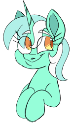 Size: 590x994 | Tagged: safe, artist:taaffeite, derpibooru original, character:lyra heartstrings, species:pony, species:unicorn, bust, colored sketch, female, mare, simple background, smiling, transparent background