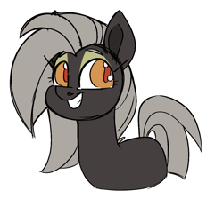 Size: 1009x906 | Tagged: safe, artist:taaffeite, derpibooru original, oc, oc only, oc:old barbarous, species:earth pony, species:pony, fanfic:shadow of equestria, bust, colored sketch, eyeshadow, fanfic art, female, makeup, mare, simple background, smiling, solo, white background, younger