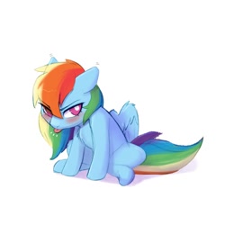 Size: 1024x1024 | Tagged: safe, artist:captainpudgemuffin, character:rainbow dash, species:pegasus, species:pony, g4, blep, blushing, cute, sitting, solo, tongue out