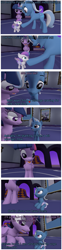 Size: 1982x7990 | Tagged: safe, artist:northern haste, character:princess flurry heart, character:trixie, character:twilight sparkle, character:twilight sparkle (alicorn), species:alicorn, species:pony, 3d, age regression, baby, baby pony, bite mark, biting, comic, dialogue, diaper, female, filly, filly trixie, foal, source filmmaker, vampire, younger
