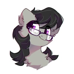 Size: 1105x1109 | Tagged: safe, artist:mirtash, character:octavia melody, species:earth pony, species:pony, g4, bust, cheek fluff, chest fluff, cute, ear fluff, eye clipping through hair, female, fluffy, glasses, mare, simple background, solo, tavibetes, white background