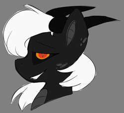 Size: 1162x1064 | Tagged: safe, artist:taaffeite, derpibooru original, oc, oc only, oc:ashbonde, species:dracony, species:pony, female, gray background, lidded eyes, mare, simple background, smiling, solo