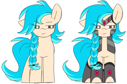 Size: 937x623 | Tagged: safe, artist:taaffeite, derpibooru original, oc, oc only, oc:jinxx, species:earth pony, species:pony, armor, braid, female, mare, reference sheet, simple background, solo, transparent background