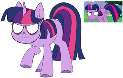 Size: 1986x1257 | Tagged: safe, artist:taaffeite, derpibooru original, character:twilight sparkle, character:twilight sparkle (unicorn), species:pony, species:unicorn, episode:a canterlot wedding, g4, my little pony: friendship is magic, angry, blank eyes, colored hooves, empty eyes, female, mare, no iris, no mouth, no pupils, rage, raised hoof, redraw, simple background, solo, white background, white eyes