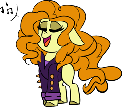 Size: 748x655 | Tagged: safe, artist:taaffeite, derpibooru original, character:adagio dazzle, species:earth pony, species:pony, episode:find the magic, g4, my little pony: equestria girls, my little pony:equestria girls, spoiler:eqg series (season 2), chibi, clothing, equestria girls ponified, female, jacket, mare, open mouth, ponified, ponified siren, simple background, singing, solo, transparent background