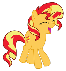 Size: 960x1040 | Tagged: safe, artist:torvusil, imported from derpibooru, character:sunset shimmer, species:pony, species:unicorn, newbie artist training grounds, anatomically incorrect, eyes closed, female, happy, incorrect leg anatomy, mare, open mouth, simple background, solo, transparent background