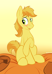 Size: 1899x2666 | Tagged: safe, artist:braeburned, imported from derpibooru, character:braeburn, bed, blushing, cute