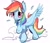 Size: 1867x1600 | Tagged: safe, artist:amo, character:rainbow dash, species:pegasus, species:pony, g4, feather, one hoof raised, solo