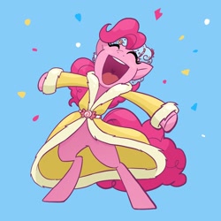 Size: 2048x2048 | Tagged: safe, artist:pfeffaroo, character:pinkie pie, species:earth pony, species:pony, g4, clothing, confetti, solo, standing on two hooves