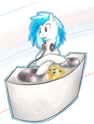 Size: 958x1262 | Tagged: safe, artist:braeburned, imported from derpibooru, character:dj pon-3, character:vinyl scratch, traditional art