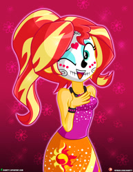Size: 1500x1942 | Tagged: safe, artist:dieart77, character:sunset shimmer, species:eqg human, g4, dia de los muertos, solo