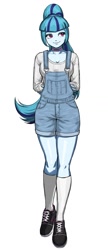 Size: 579x1342 | Tagged: safe, artist:nairdags, character:sonata dusk, species:eqg human, g4, looking sideways, overalls, solo