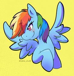 Size: 1300x1325 | Tagged: safe, artist:talim_stuff, character:rainbow dash, species:pegasus, species:pony, g4, bust, simple background, smug, solo