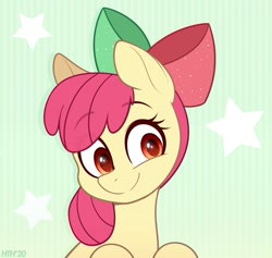 Size: 1500x1420 | Tagged: safe, artist:higgly-chan, character:apple bloom, species:earth pony, species:pony, g4, bow, bust, christmas, cute, simple background, solo