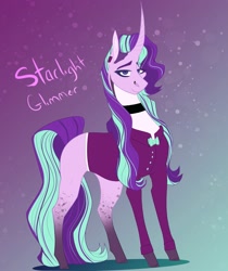 Size: 1679x2000 | Tagged: safe, artist:arttartistry, character:starlight glimmer, species:pony, species:unicorn, g4, choker, clothing, coat, redesign, simple background, solo