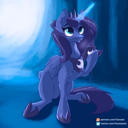 Size: 2048x2048 | Tagged: safe, artist:foxnose, character:princess luna, species:alicorn, species:pony, g4, cellphone, glowing horn, magic, raised hoof, regalia, solo
