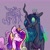 Size: 2048x2048 | Tagged: safe, artist:waackery, character:princess cadance, character:queen chrysalis, species:alicorn, species:changeling, species:pony, ship:cadalis, g4, blushing, kiss on the cheek, kissing, shipping